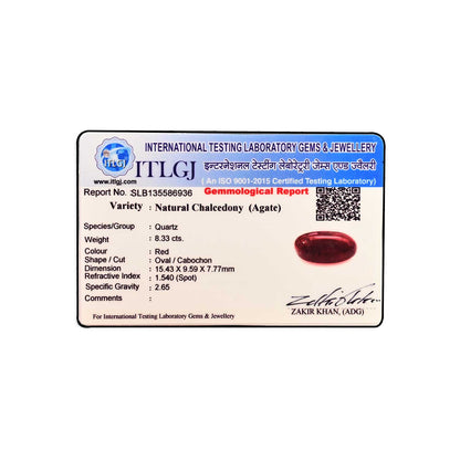 Red Yemeni Aqeeq 8.33 Carat