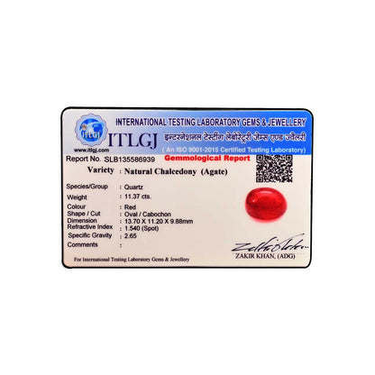 Red Yemeni Aqeeq 11.37 Carat