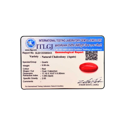 Red Yemeni Aqeeq 9.99 Carat