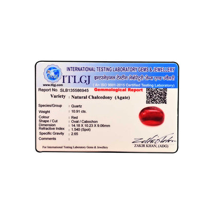 Red Yemeni Aqeeq 10.91 Carat