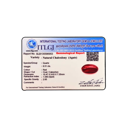 Red Yemeni Aqeeq 8.51 Carat