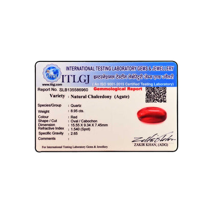 Red Yemeni Aqeeq 8.95 Carat