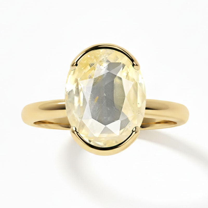 Yellow Sapphire (Special Quality) Gold Dual-Claw Ring (R4)