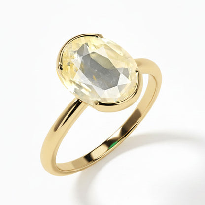 Yellow Sapphire (Special Quality) Gold Dual-Claw Ring (R4)