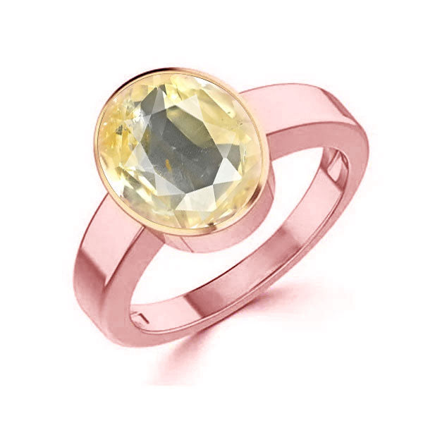 Astrological Natural Yellow Sapphire(Pukhraj) Rose Gold Ring (R1 ...