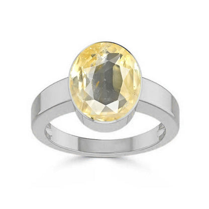 Yellow Sapphire (Special Quality) Silver Ring (R1)