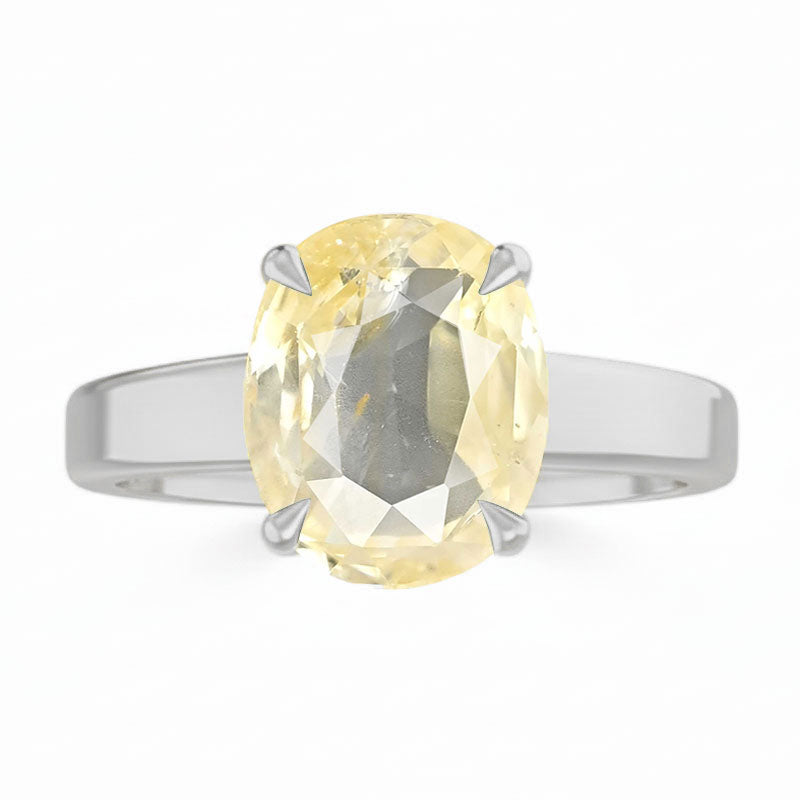 Yellow Sapphire (Special Quality) Silver Classic Solitaire Ring (R2)