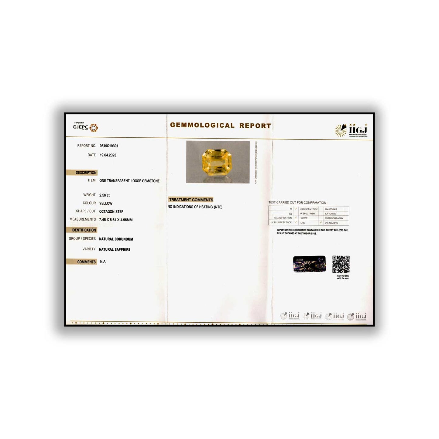 Ceylon Yellow Sapphire Carat 2.56