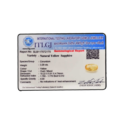 Ceylon Yellow Sapphire - 3.29 Carat
