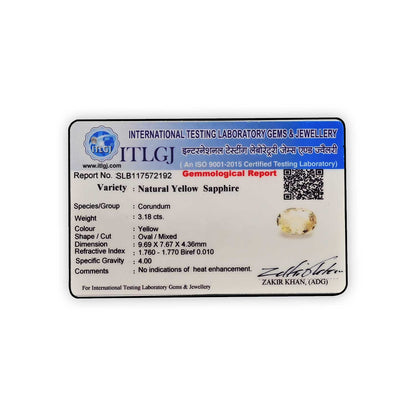 Ceylon Yellow Sapphire - 3.18 Carat