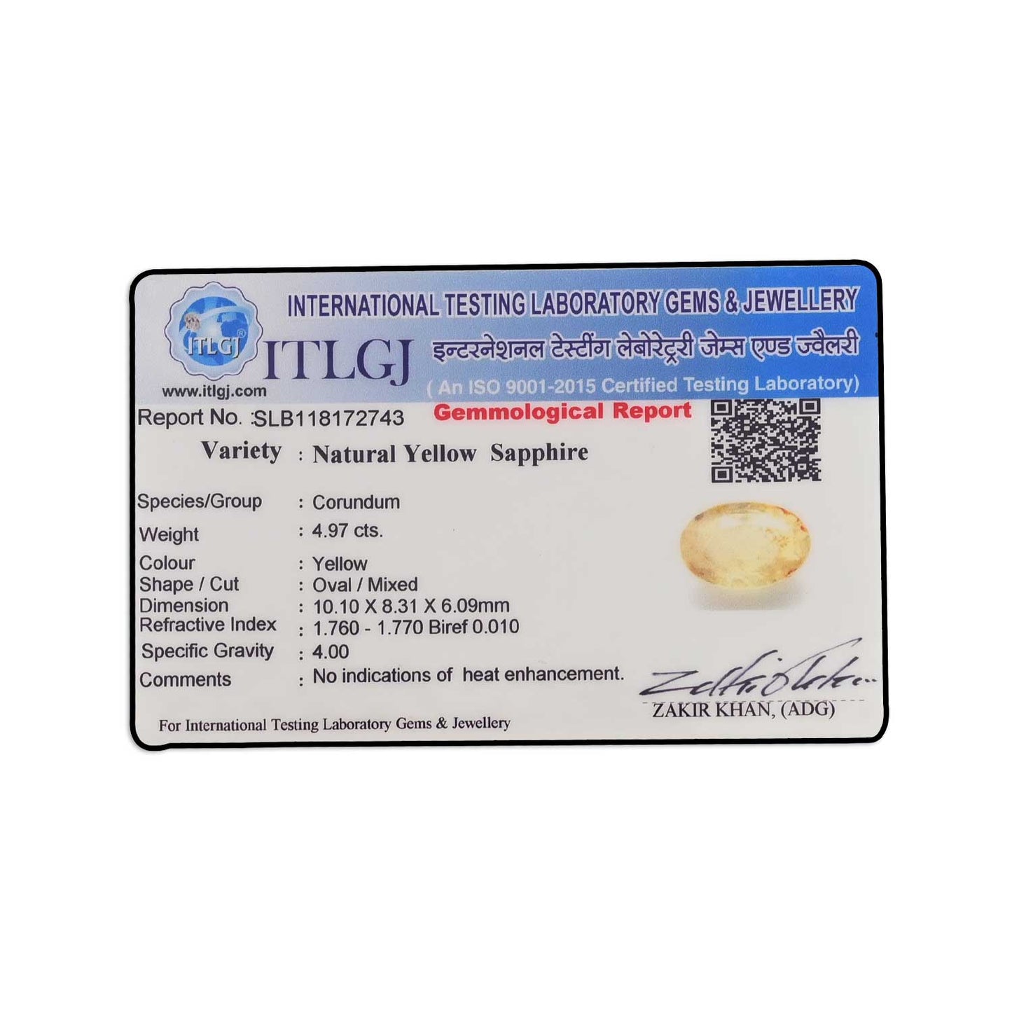 Ceylon Yellow Sapphire - 4.97 Carat