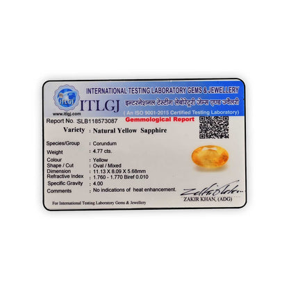 Ceylon Yellow Sapphire - 4.77 Carat