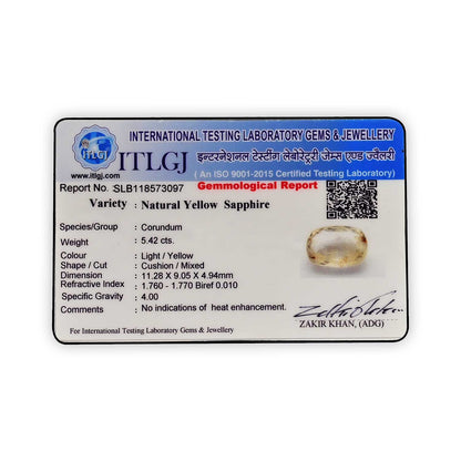 Ceylon Yellow Sapphire - 5.42 Carat