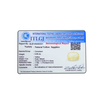 Ceylon Yellow Sapphire 6.88 Carat