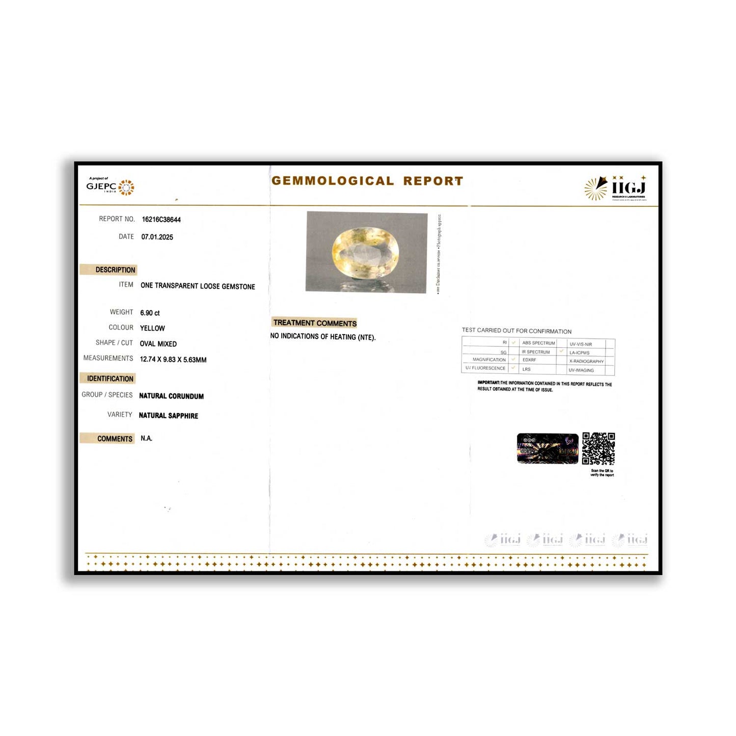 Ceylon Yellow Sapphire 6.9 Carat
