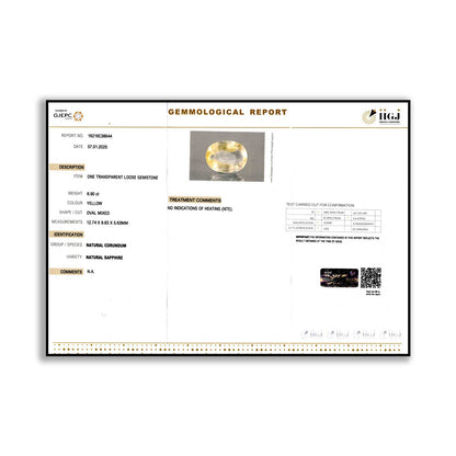 Ceylon Yellow Sapphire 6.9 Carat