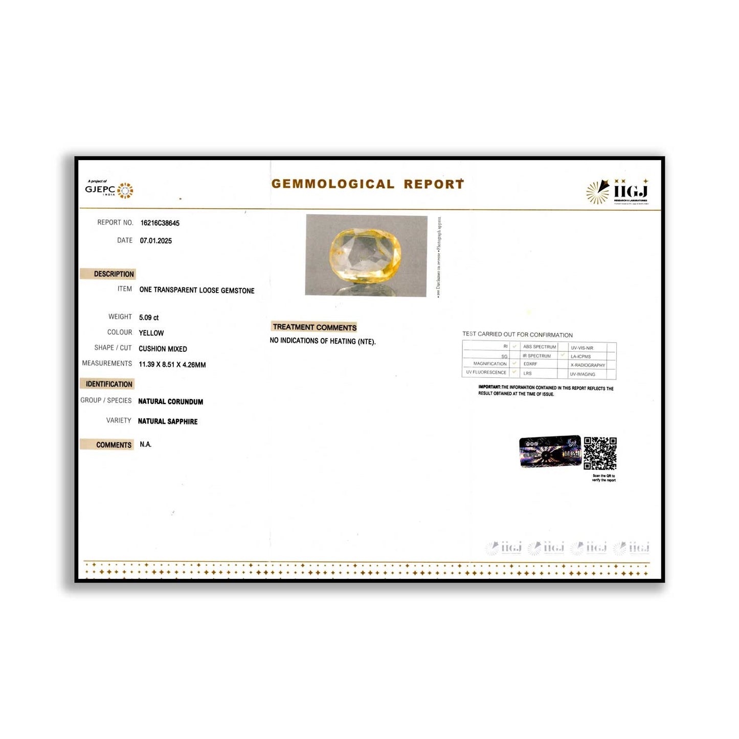 Ceylon Yellow Sapphire 5.09 Carat