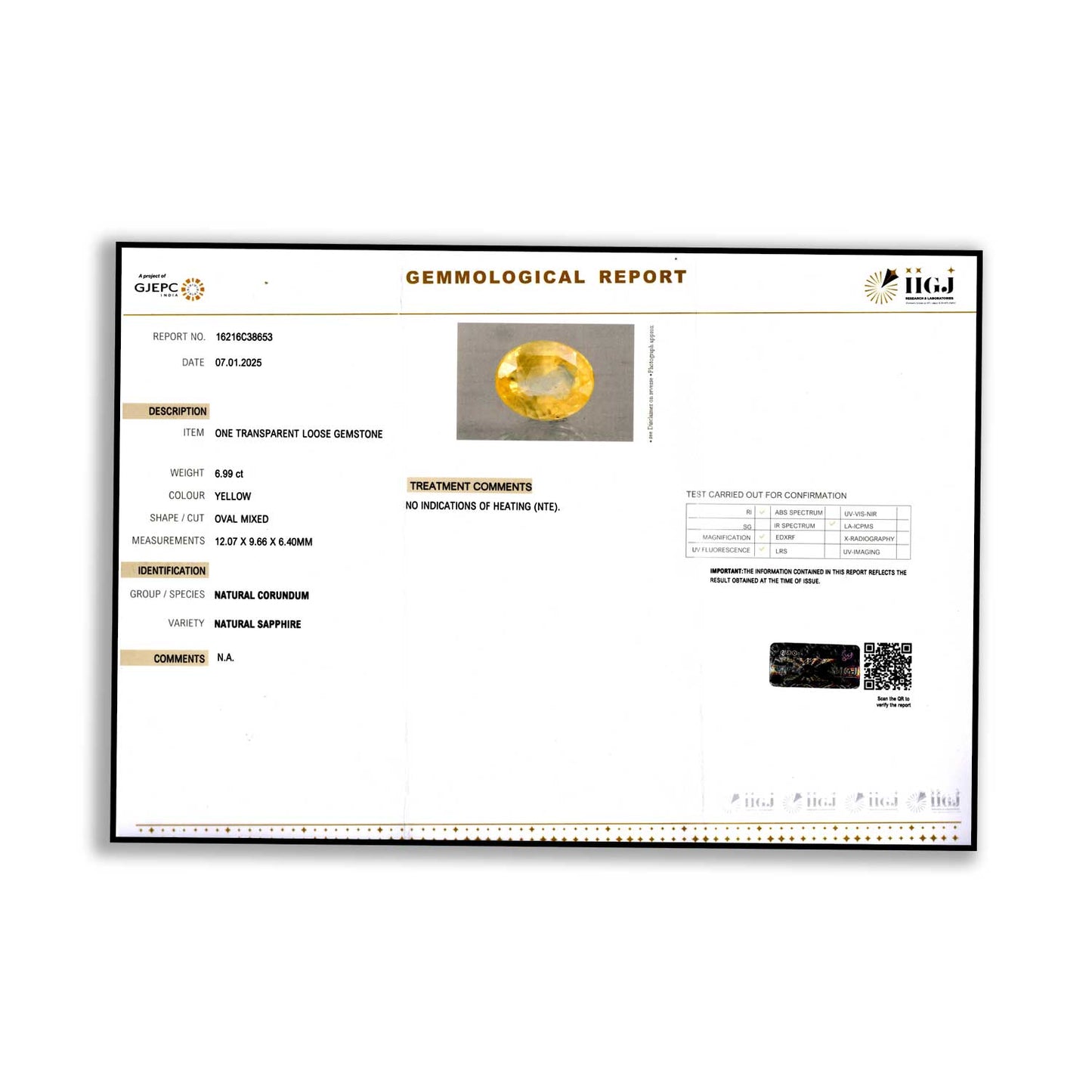 Ceylon Yellow Sapphire 6.99 Carat