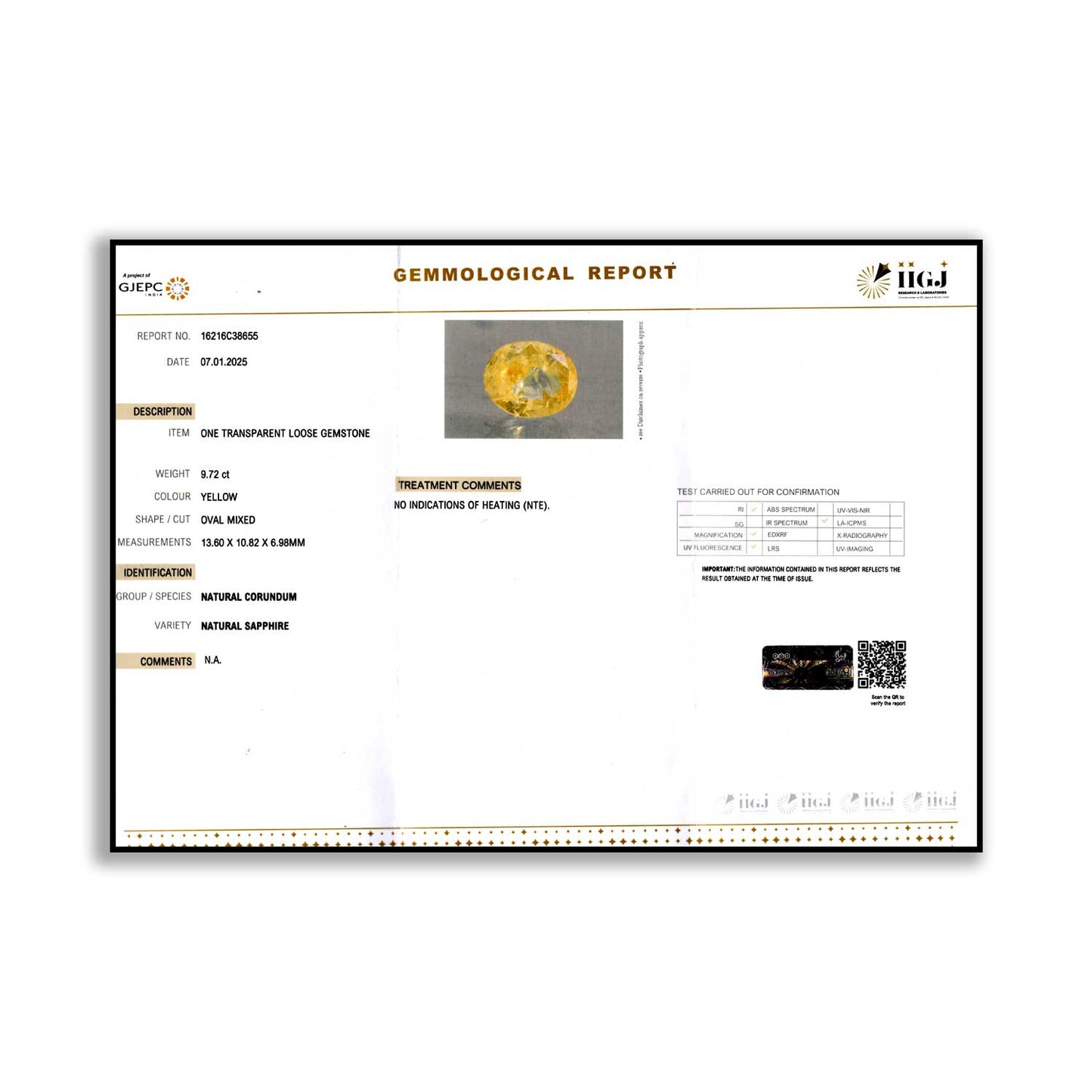 Ceylon Yellow Sapphire 9.72 Carat