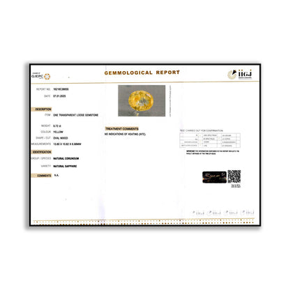 Ceylon Yellow Sapphire 9.72 Carat