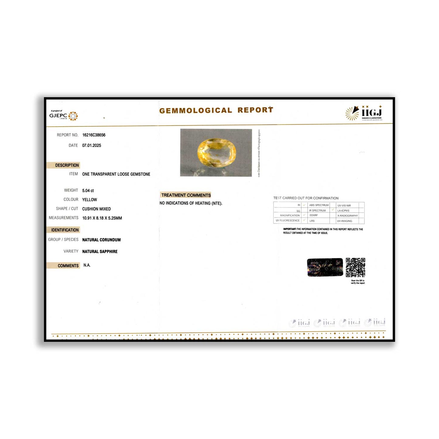 Ceylon Yellow Sapphire 5.04 Carat