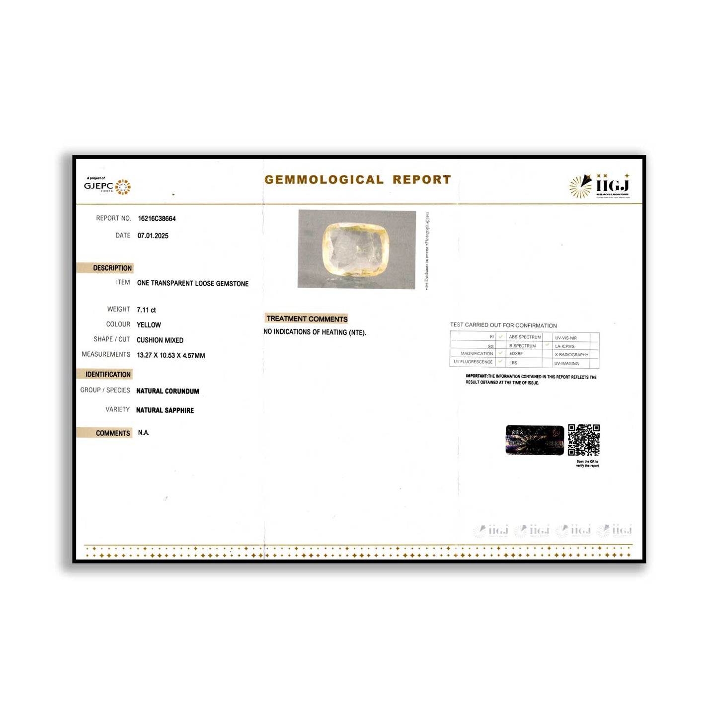 Ceylon Yellow Sapphire 7.11 Carat