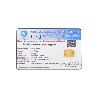 Ceylon Yellow Sapphire 4.76 Carat