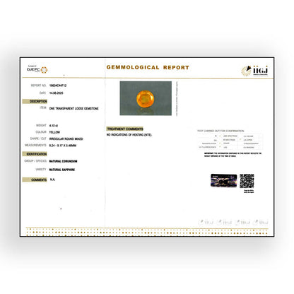 Ceylon Yellow Sapphire 4.1 Carat