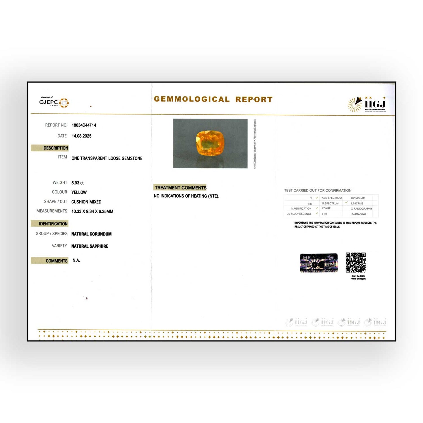 Ceylon Yellow Sapphire 5.93 Carat