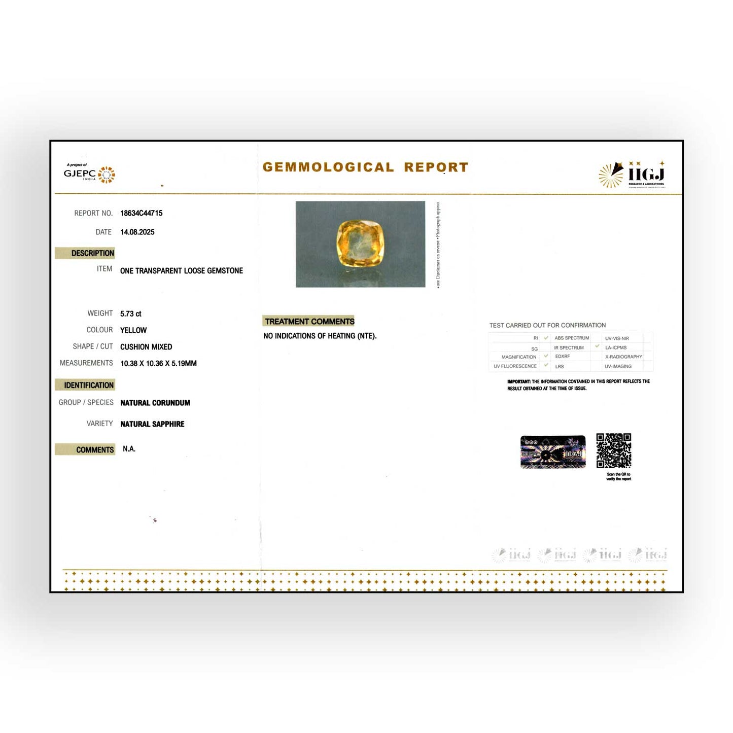 Ceylon Yellow Sapphire 5.73 Carat