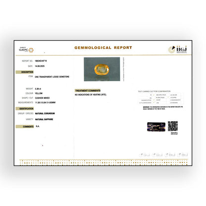 Ceylon Yellow Sapphire 5.38 Carat