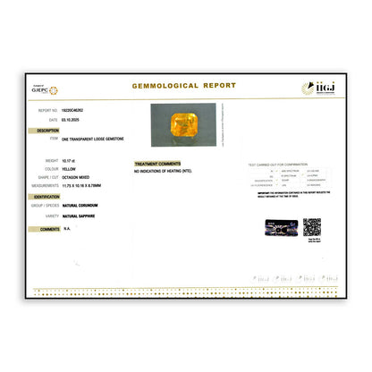 Ceylon Yellow Sapphire 10.17 Carat