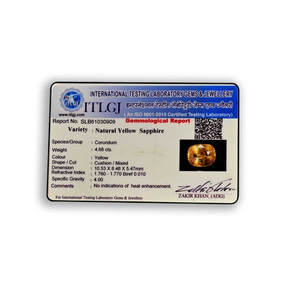 Ceylon Yellow Sapphire 4.68 Carat