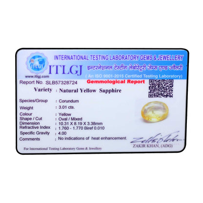 Ceylon Yellow Sapphire - 3.01 Carat