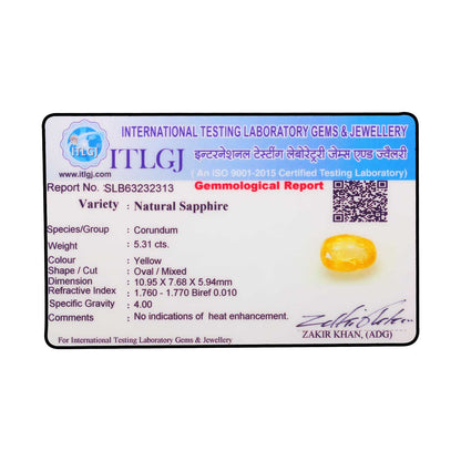 Yellow Sapphire Stone - 5.31 Carat