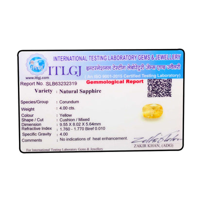 Yellow Sapphire Stone - 4 Carat
