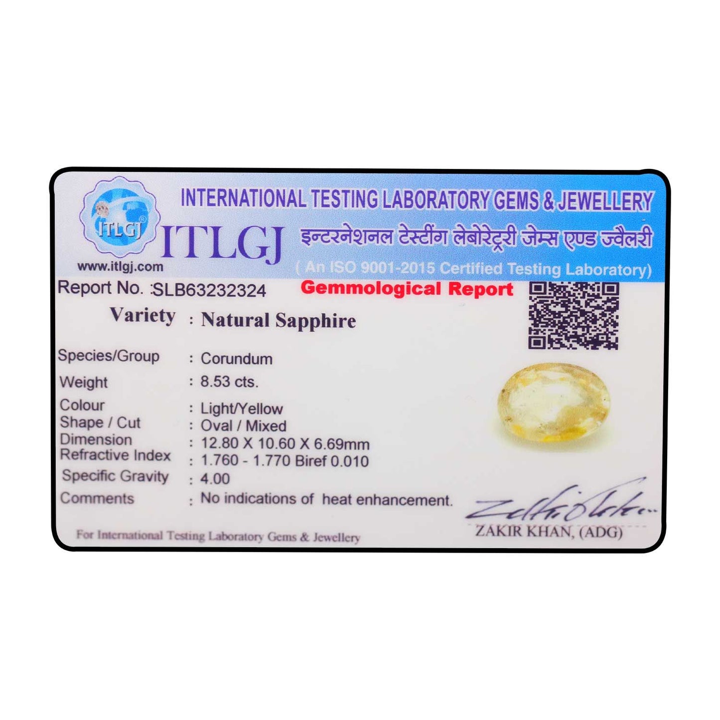 Yellow Sapphire Stone - 8.53 Carat