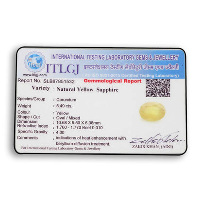 Yellow Sapphire - 5.49 Carat