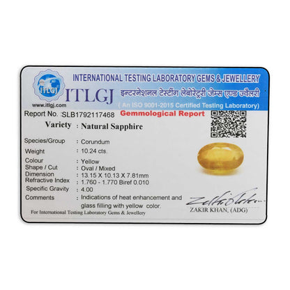 Yellow Sapphire 10.24 Carat