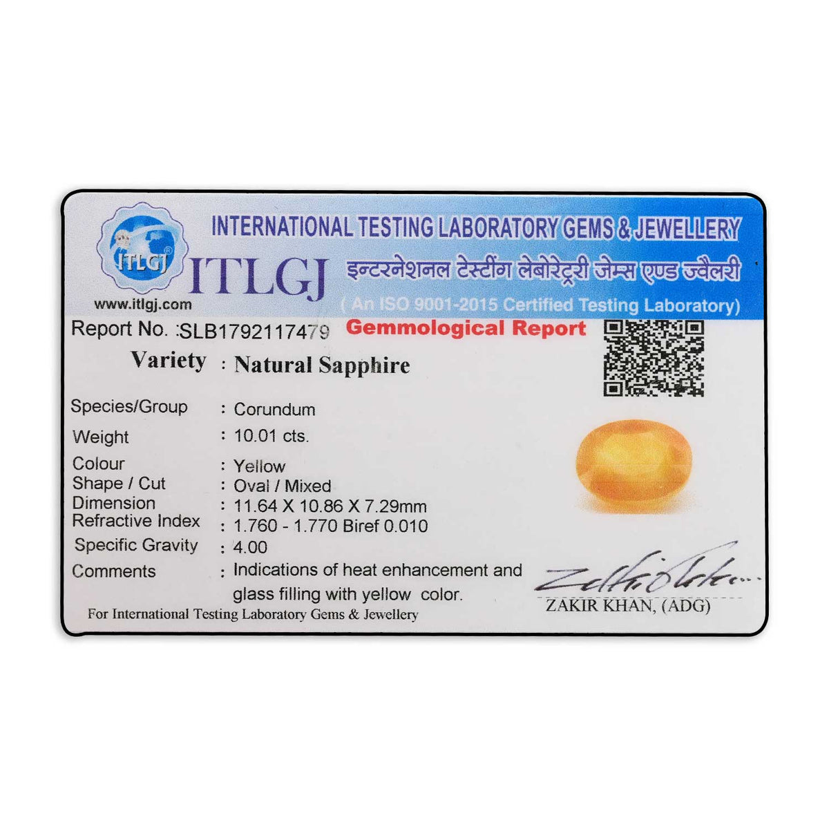 Yellow Sapphire 10.01 Carat