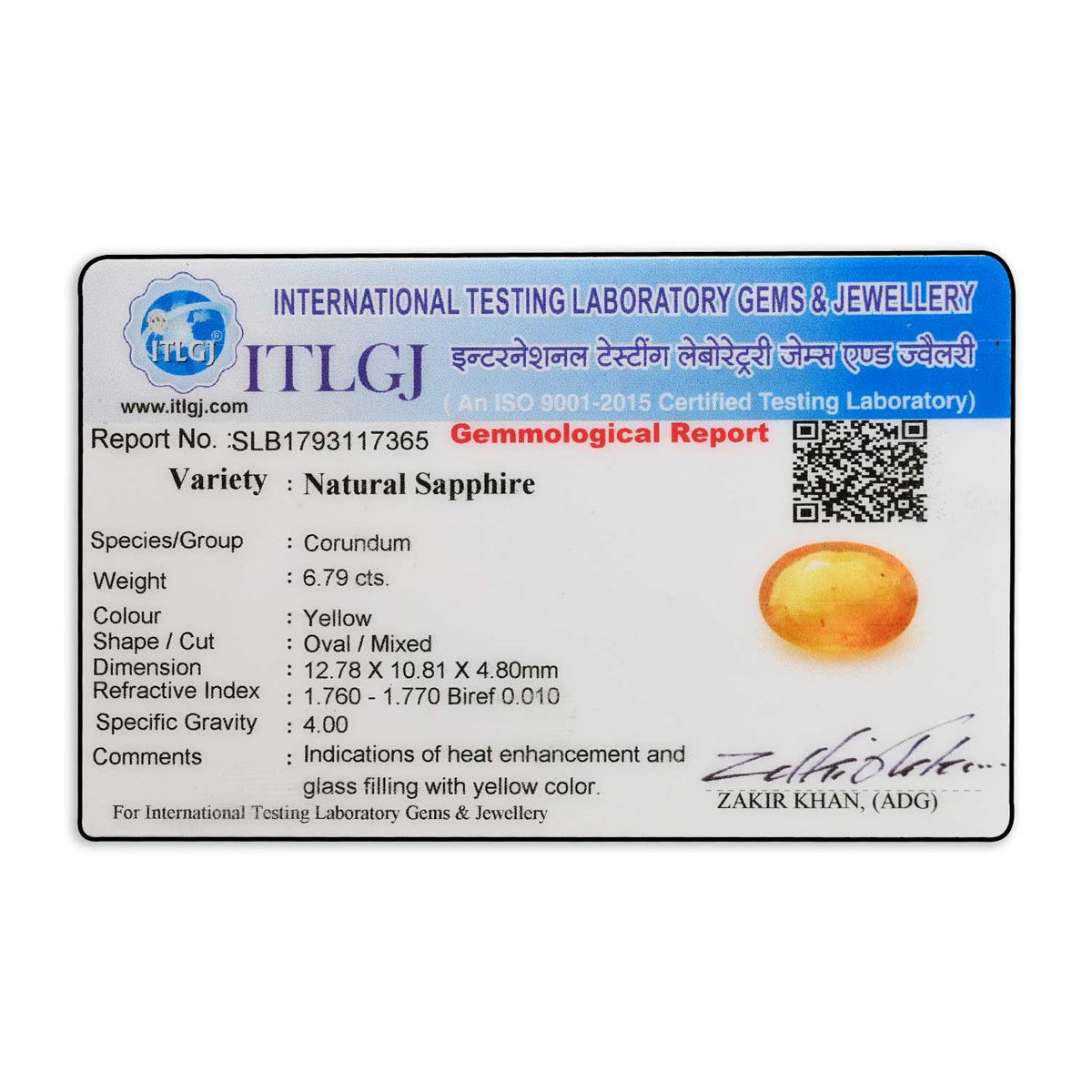 Yellow Sapphire 6.79 Carat