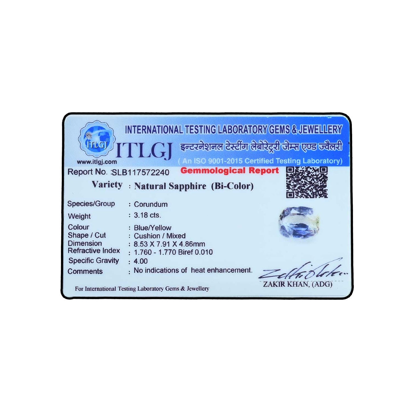 Pitambari Sapphire (Bi Colour) 3.18 Carat
