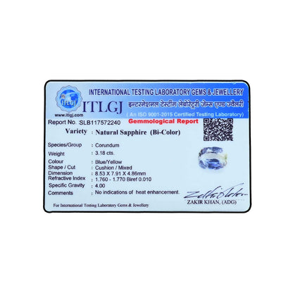 Pitambari Sapphire (Bi Colour) 3.18 Carat