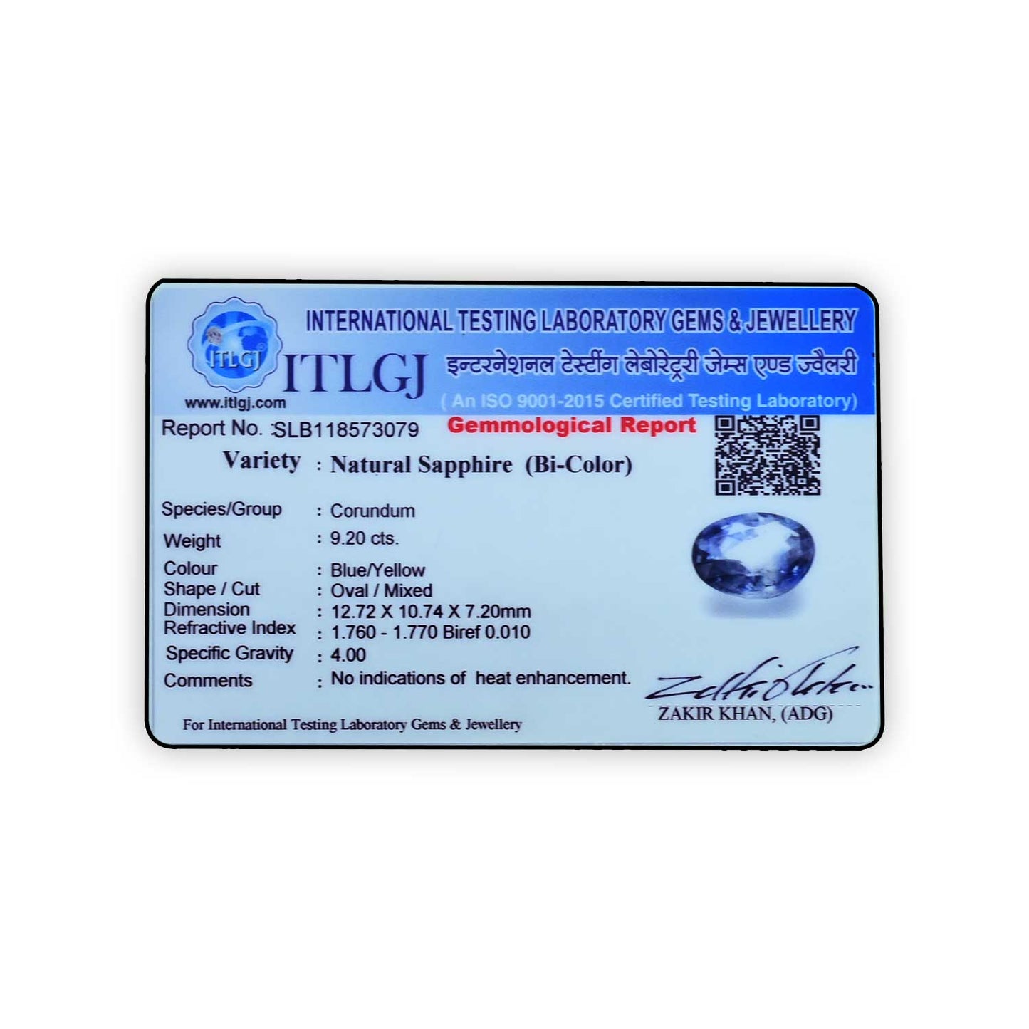 Pitambari Sapphire (Bi Colour) 9.2 Carat