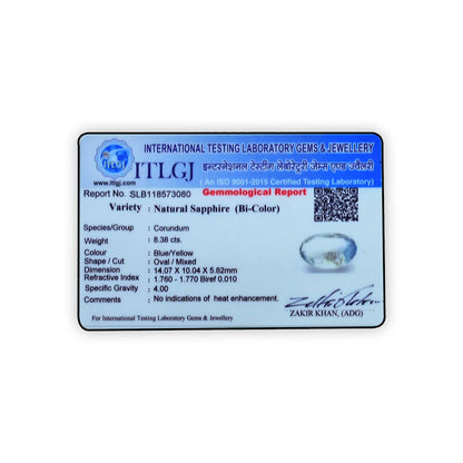 Pitambari Sapphire (Bi Colour) 8.38 Carat