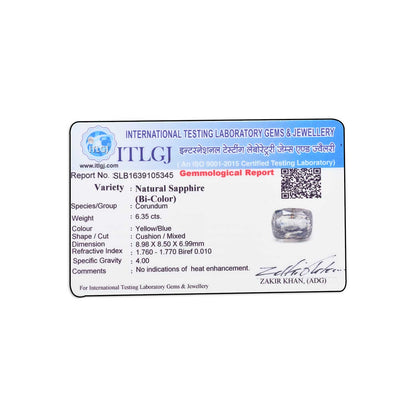 Bi-Colour Sapphire (Pitambari) 6.35 Carat