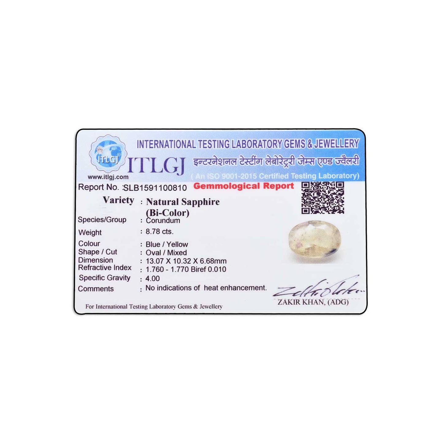 Bi-Colour Sapphire (Pitambari) 8.78 Carat