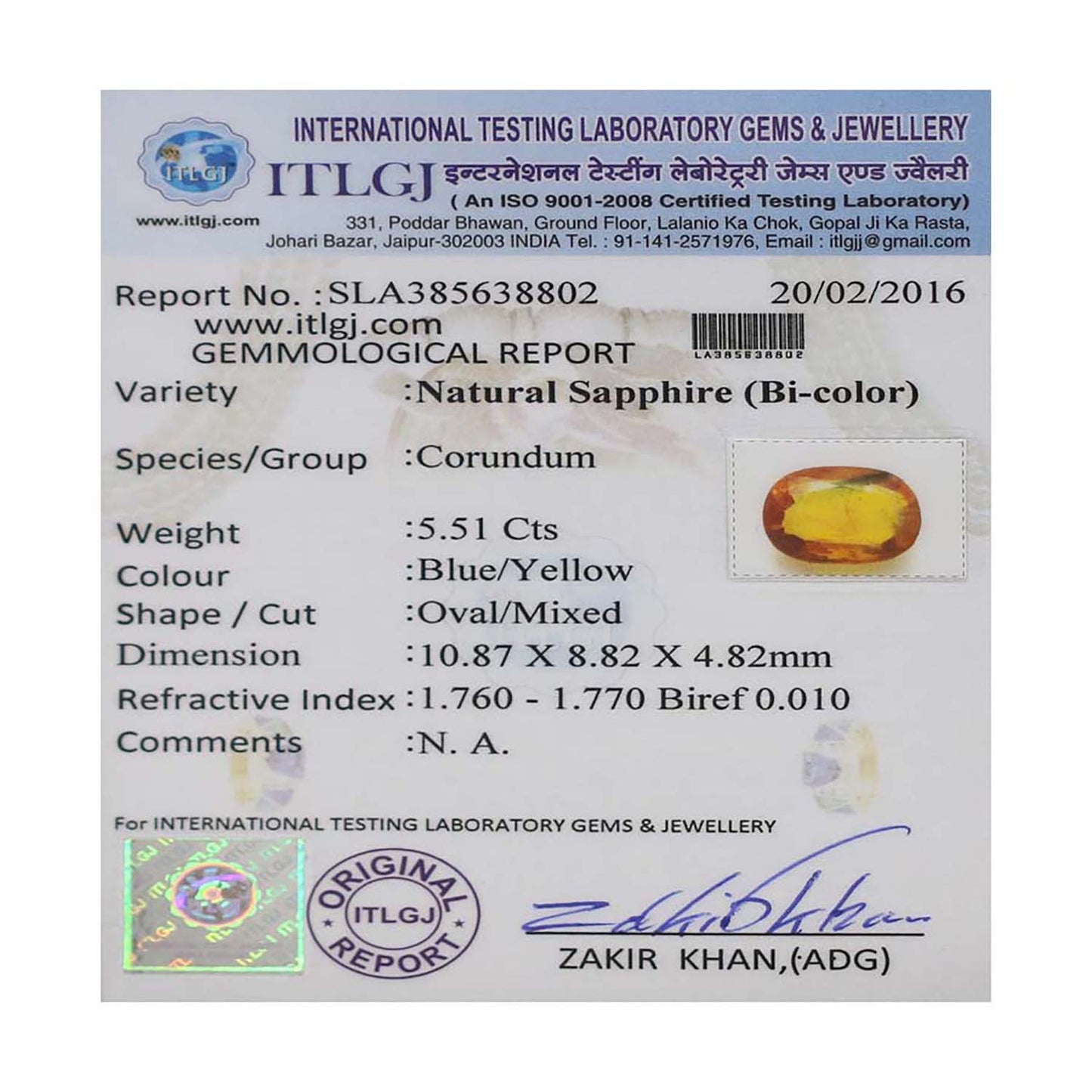 Pitambari Sapphire (Bi Colour) 5.51 Carat