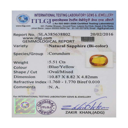 Pitambari Sapphire (Bi Colour) 5.51 Carat