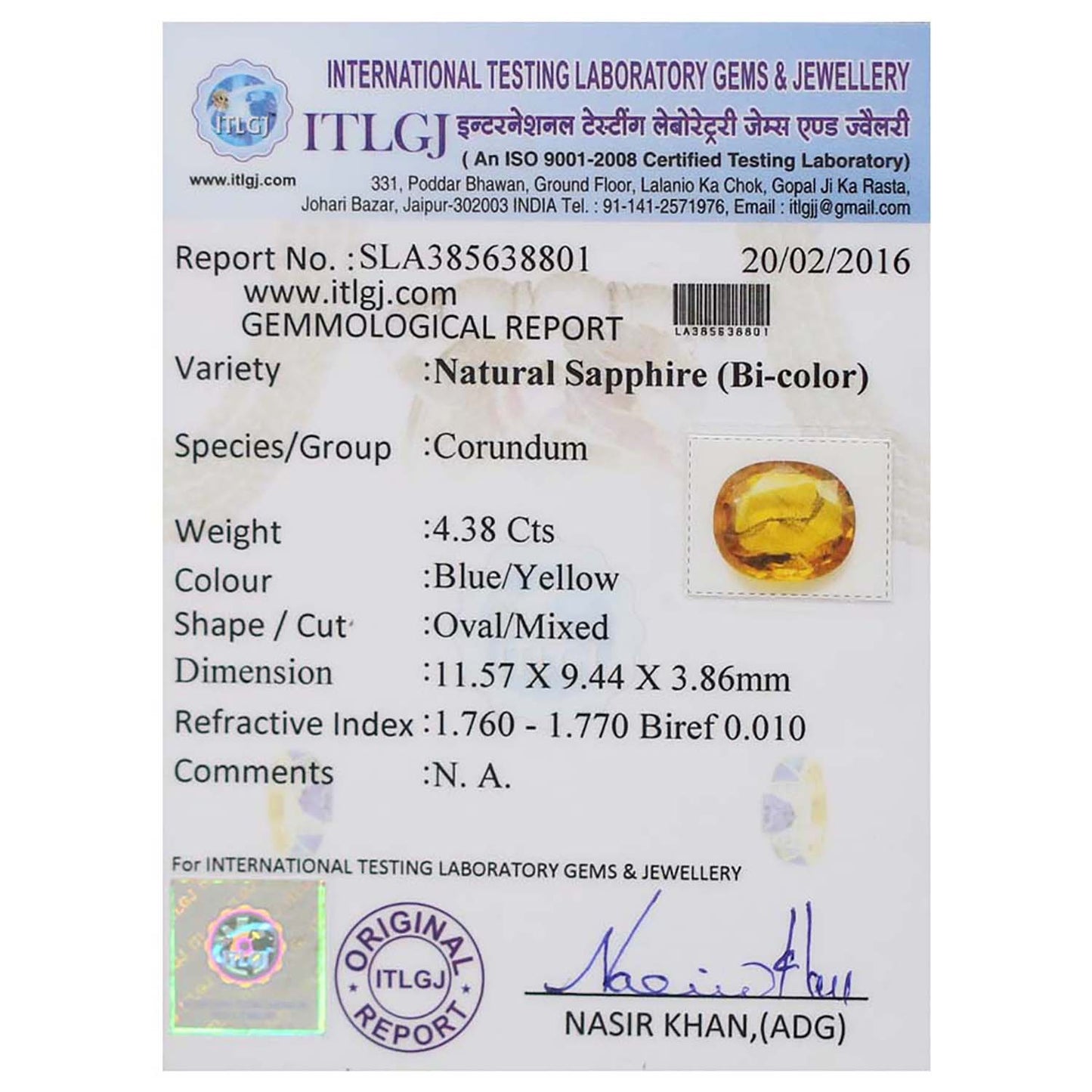 Pitambari Sapphire (Bi Colour) 4.38 Carat